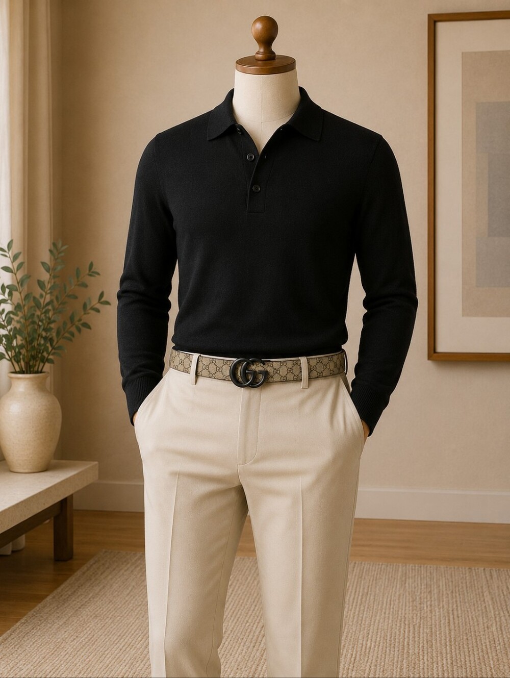 Gucci Guccissima Leather Double Black G Buckle Belt US 36 IT 90